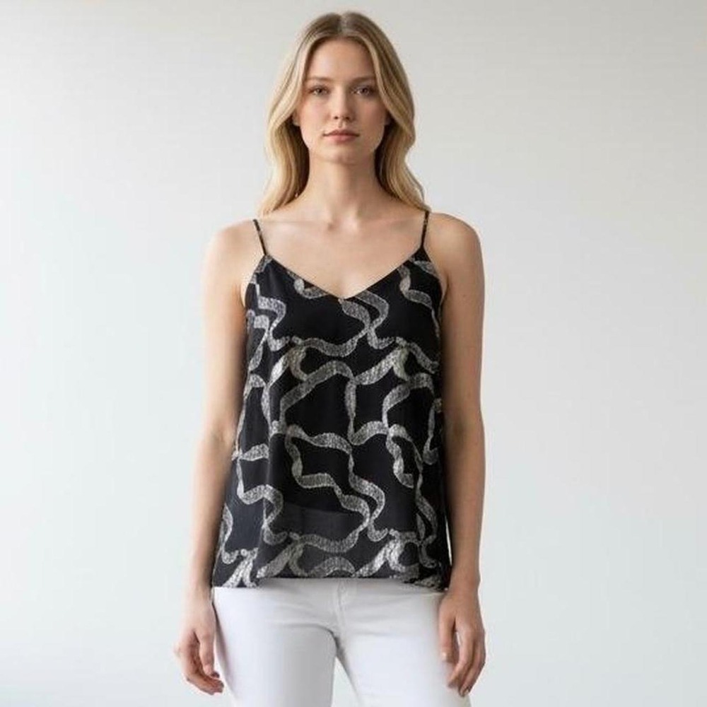 Ann Taylor Black & Gold V-Neck Spaghetti Strap Camisole